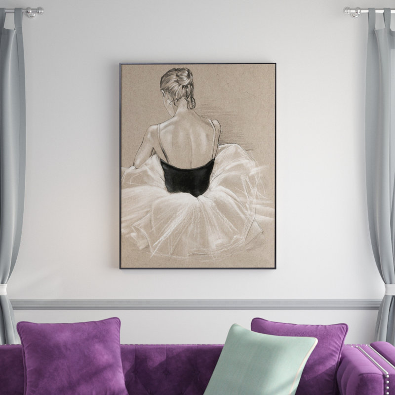 «Ballet Study II», peinture sur toile, Cadre flottant noir, H 41,7 po x l 31,7 po x P 1,75 po
