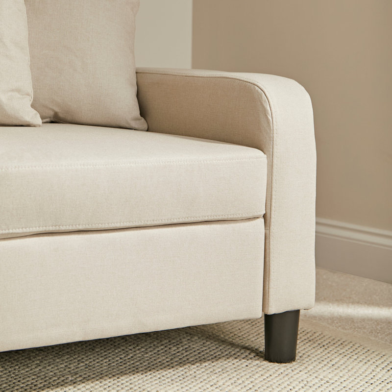 Mitzi 3 Seater Linen Sofa, Polyester, Oatmeal, 2