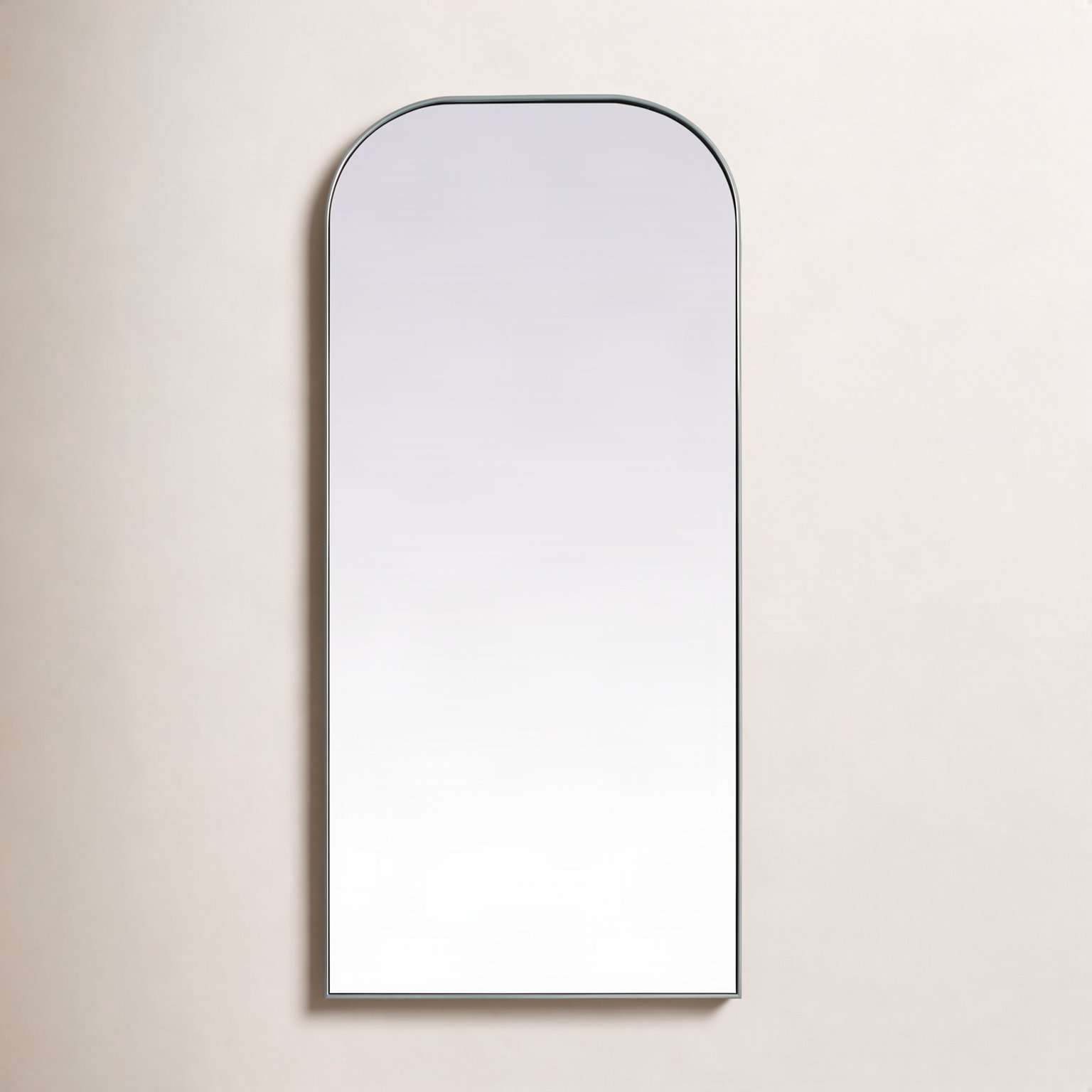 Sabine Metal Arch Floor Mirror, 66" x 35", Silver