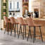2 tabourets de bar Mid-Century modernes, similicuir brun, pieds en métal poli, conception ergonomique, convient à une utilisation en plein air de couleur comptoir, idéal pour la salle à manger et les cafés-1103310555