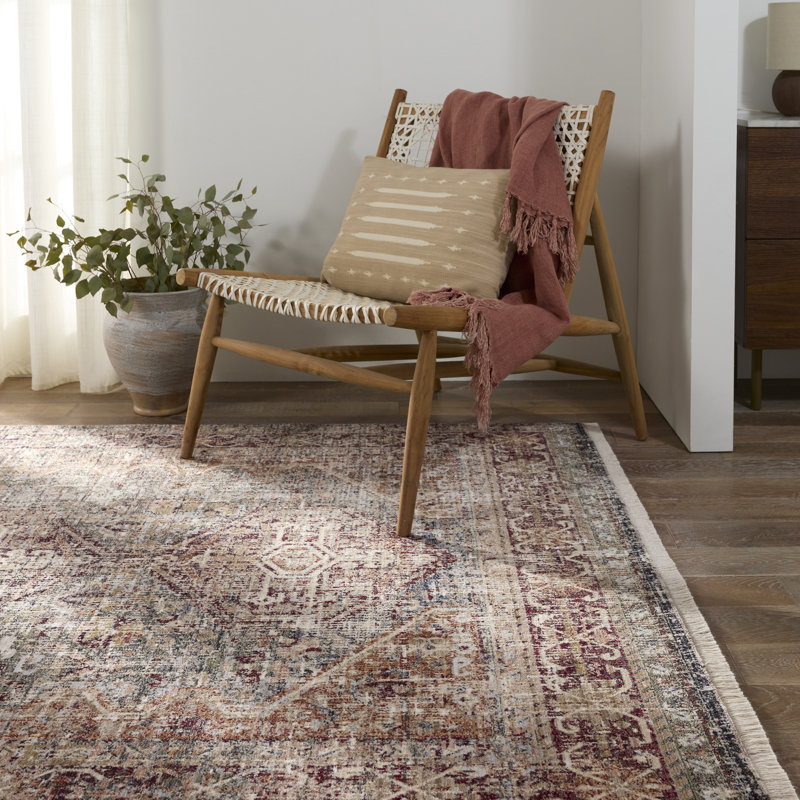 Clemente Oriental Machine Woven Polypropylene Area Rug in Red/Blue/Brown, Rectangle 10' x 14'