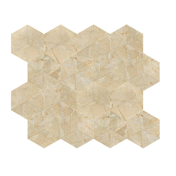 Hexagon Gold Yellow Beige Marble,Natural Marble, For Wall,FS Textured Finished, 3D Fluted Marble, Natural Stone, Genuine Marble, Real Marble, 1 Box 12 Pcs