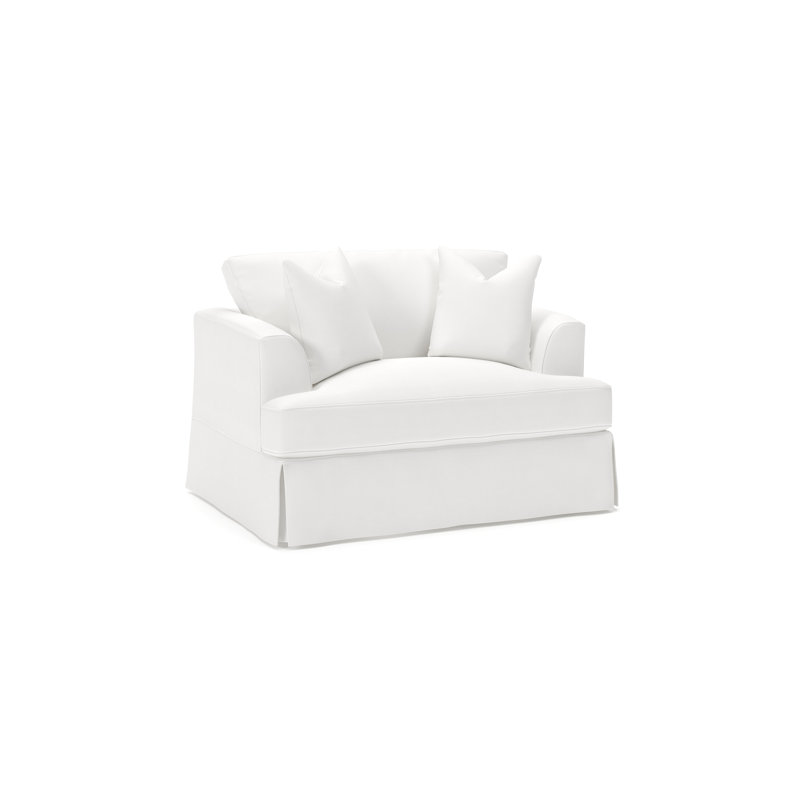 Lucia Slipcovered Chair and a Half, Bayou Off White Canvas