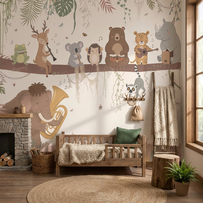 Papier peint animaux fantaisistes, papier peint forêt, L: 210 po x H: 120 po, Non-collé