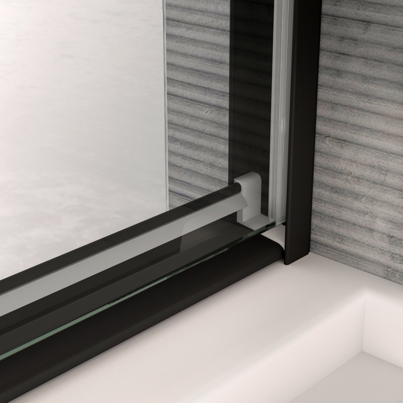 56" - 60" W x 70" H Bypass Sliding Semi-Frameless Shower Door, Matte Black