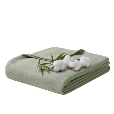 Couverture vert sauge de qualité supérieure, mélange de coton et de bambou, décoration intérieure confortable