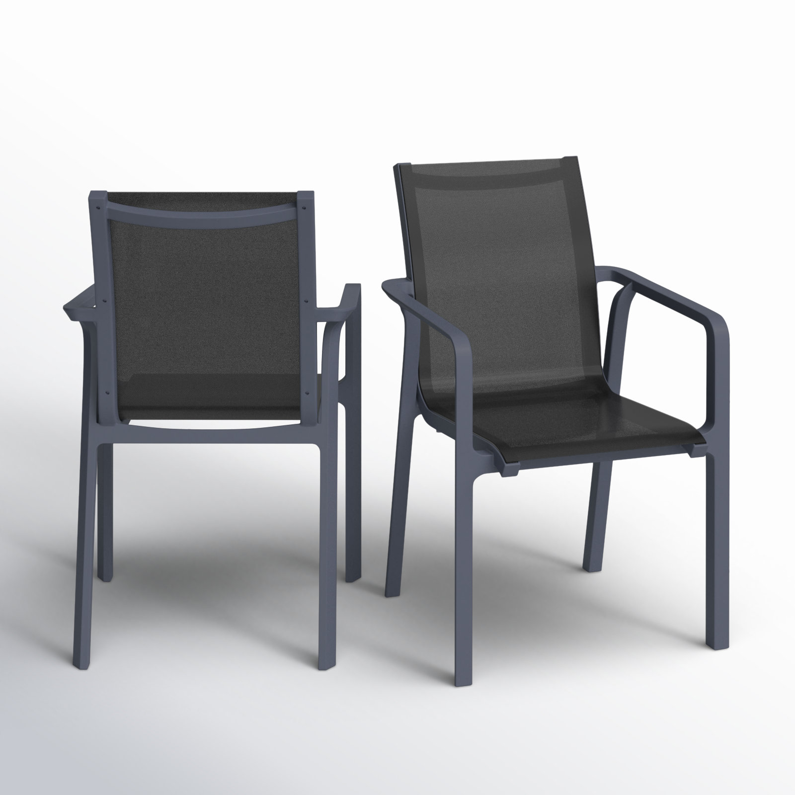 Farrah Stackable Patio Armchair, Dark Gray/Black