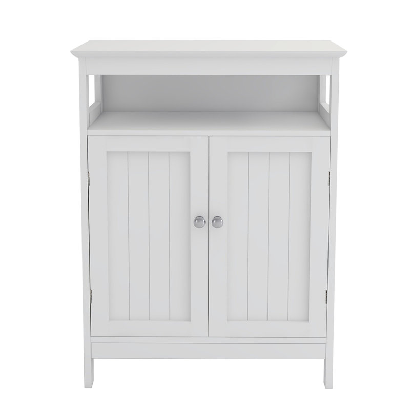 Bathroom Standing Storage With Double Shutter Doors Cabinet-White