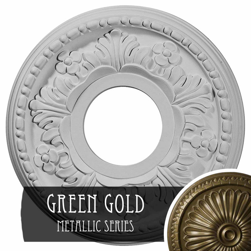 Médaillon de plafond Endurathane Helene, DE 11 7/8 po x P 3 5/8 po x P 7/8 po (convient aux auvents jusqu'à 5 1/4 po), finition craquelée blanche ultra pure peinte à la main