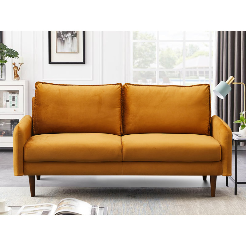 Gelsomino 70.5" Velvet Round Arm Sofa, Ginger Velvet