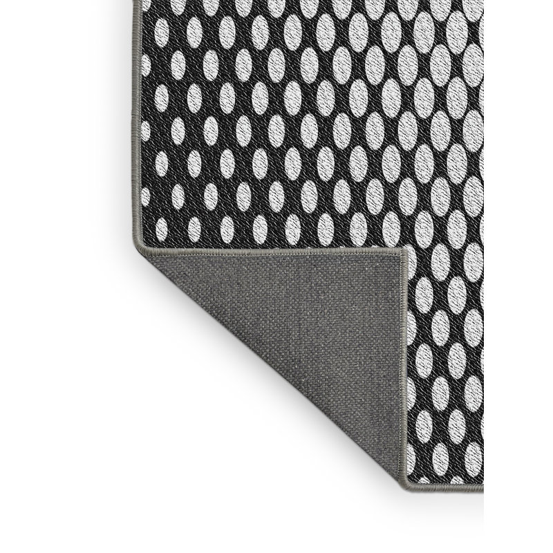 Tapis blanc/noir à motifs, Rectangle 5 pi x 7 pi