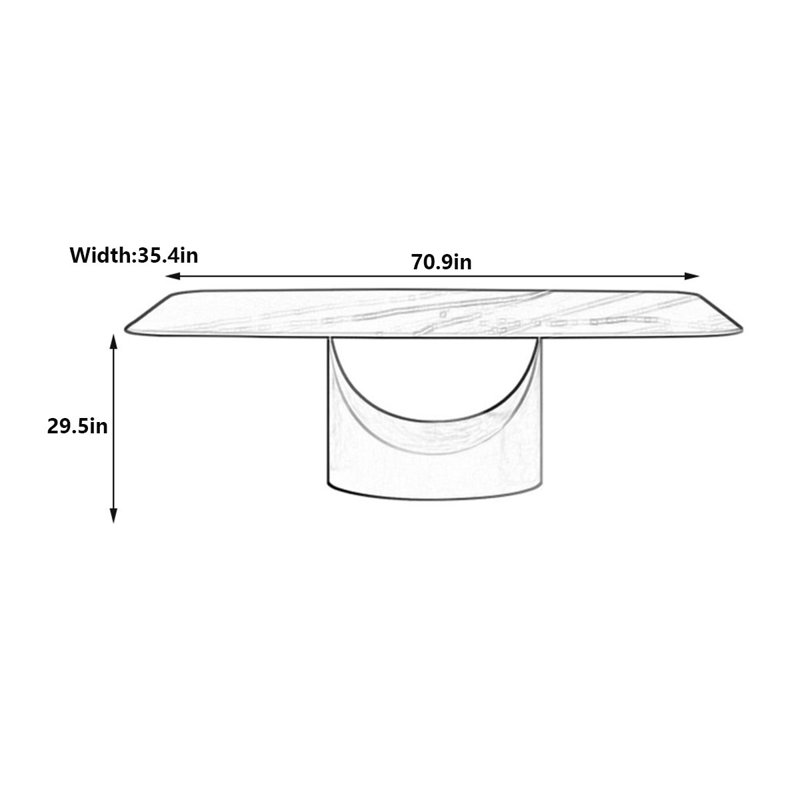 Table de salle à manger Modern, H 29,5 po x L 70,9 po x l 35,4 po