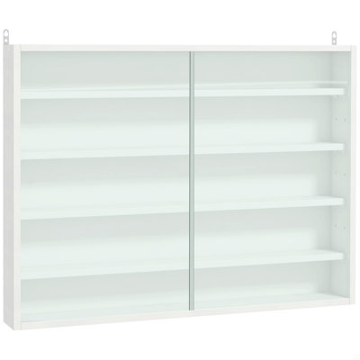 5-Tier Display Cabinet, Glass Display Case With 2 Doors And Adjustable Shelves, Wall-Mounted