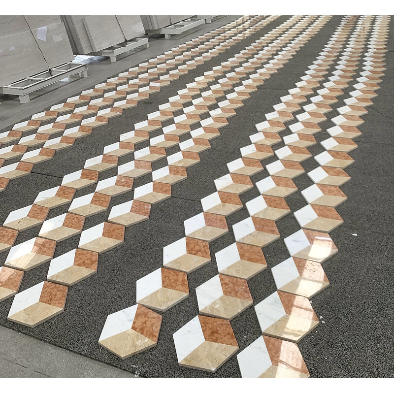 Hexagon Water-Jet Marble, Natural Marble, For Floor And Wall,Polished Marble Tile, Natural Stone, Genuine Marble, Real Marble, 1 Box 12 Pcs