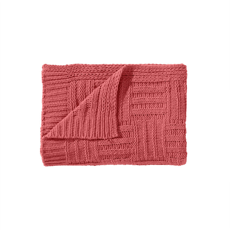 Knitted Throw Blanket, Red
