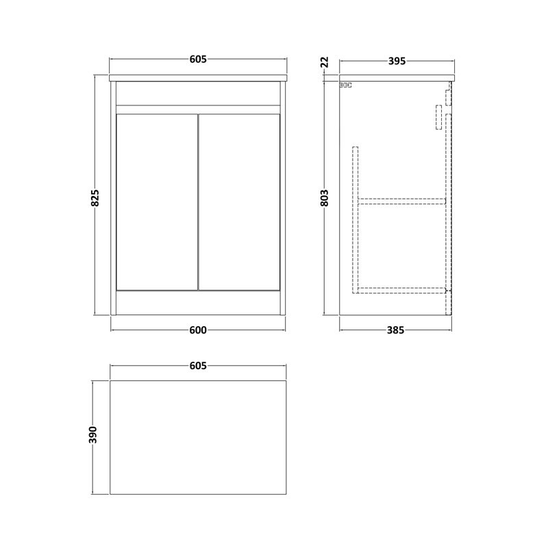 Havana 620 mm Bathroom Vanity, Soft Linen, Soft Linen