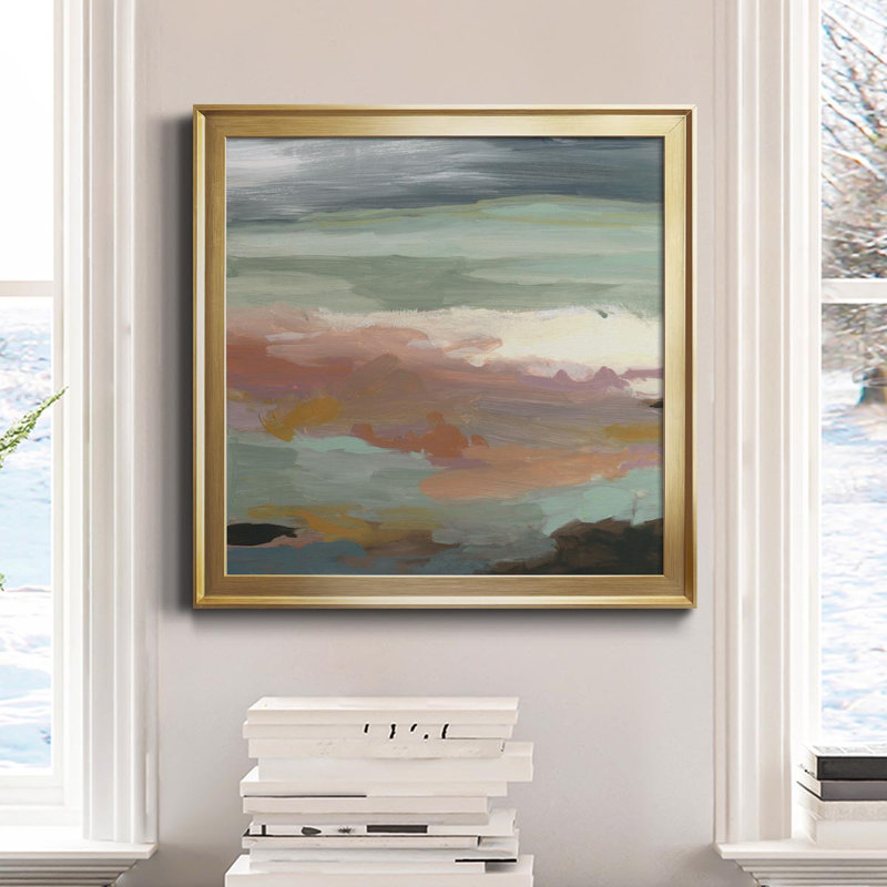 Océan bluff - peinture sur toile encadrée, Toile dorée, H 34,5 po x l 34,5 po x P 1,5 po