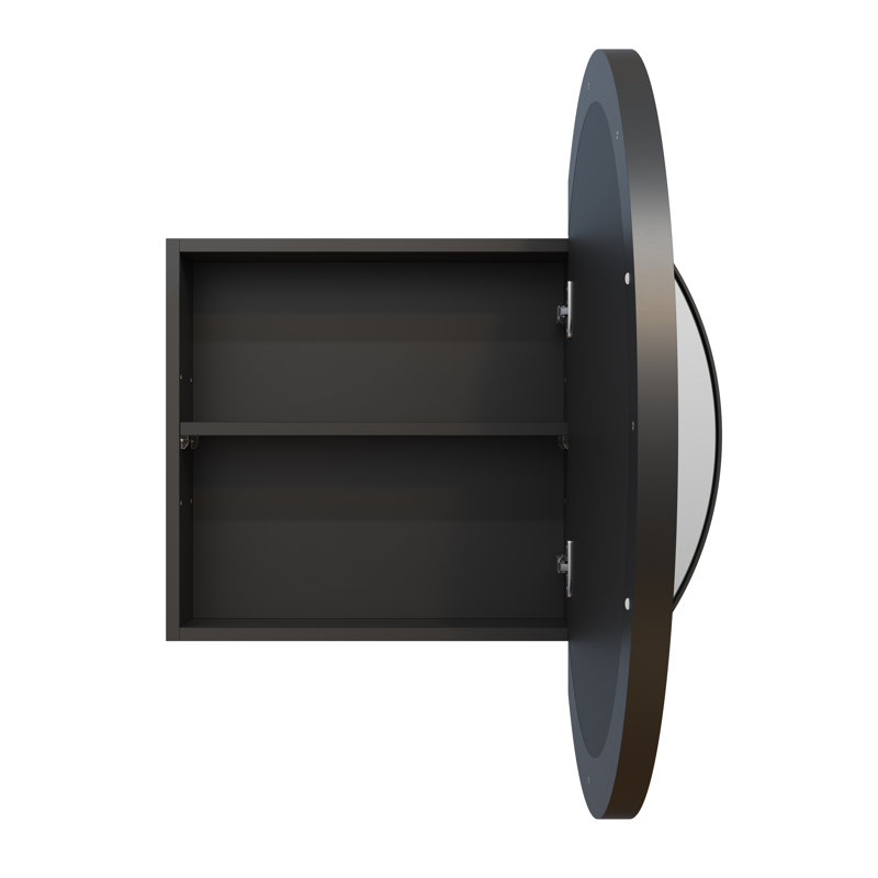 Recessed or Surface Mount Framed One Door Medicine Cabinet, Black