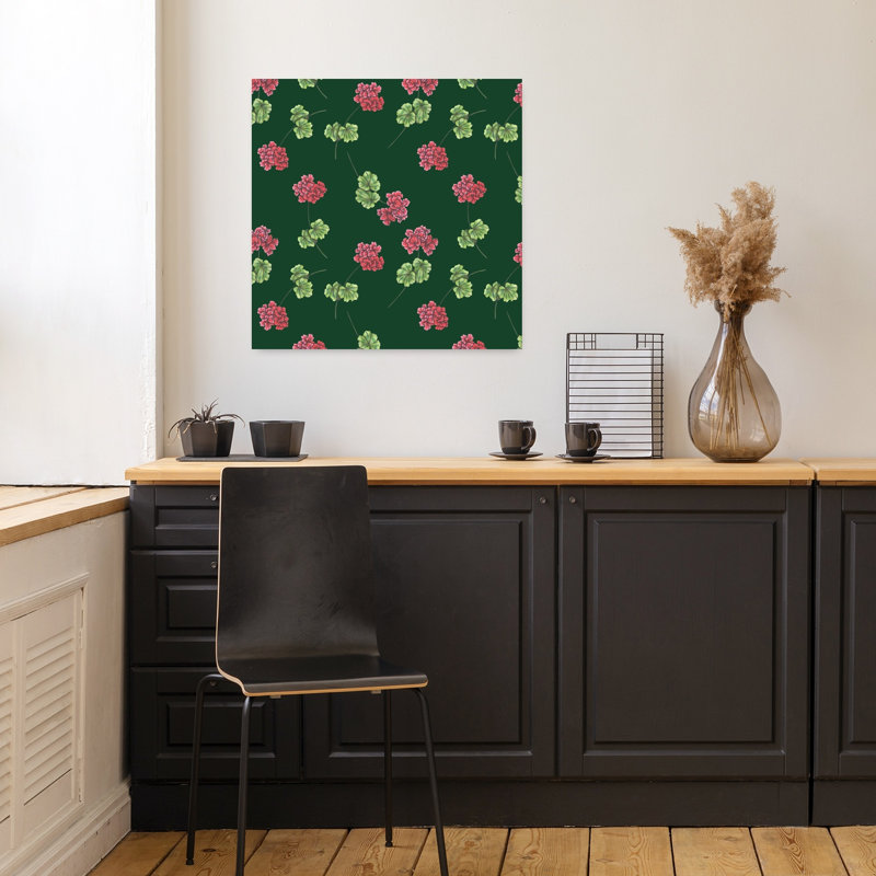 Art contemporain, art floral rétro, H 18 po x l 18 po