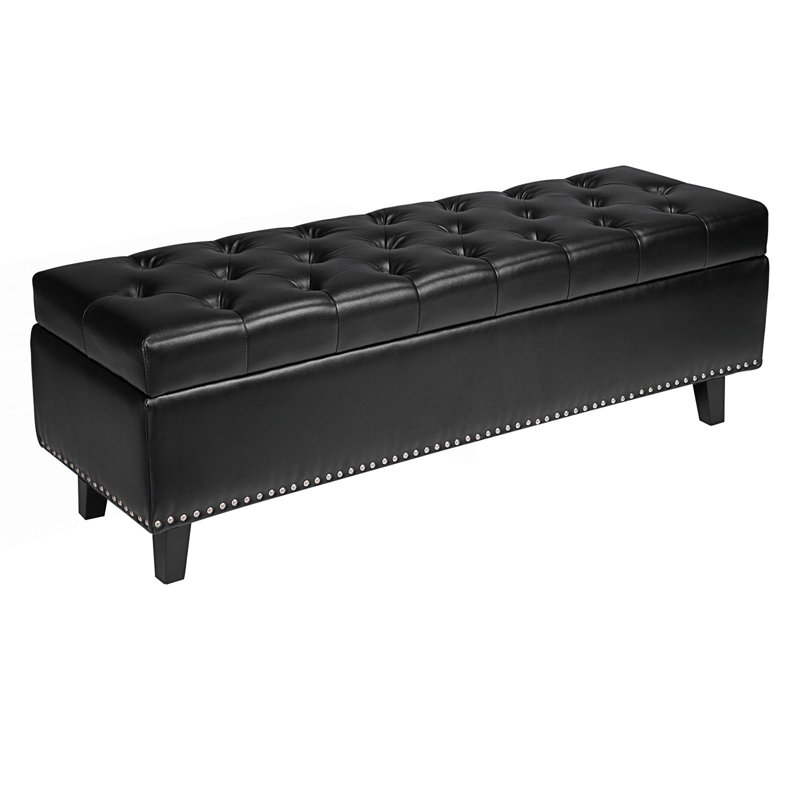 Button-Tufted Storage Ottoman Bench