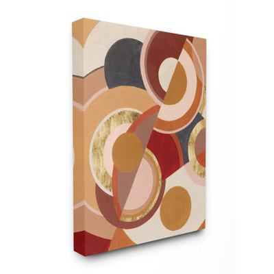 Motif asymétrique abstrait de cercles brun rouge - reproduction d'art