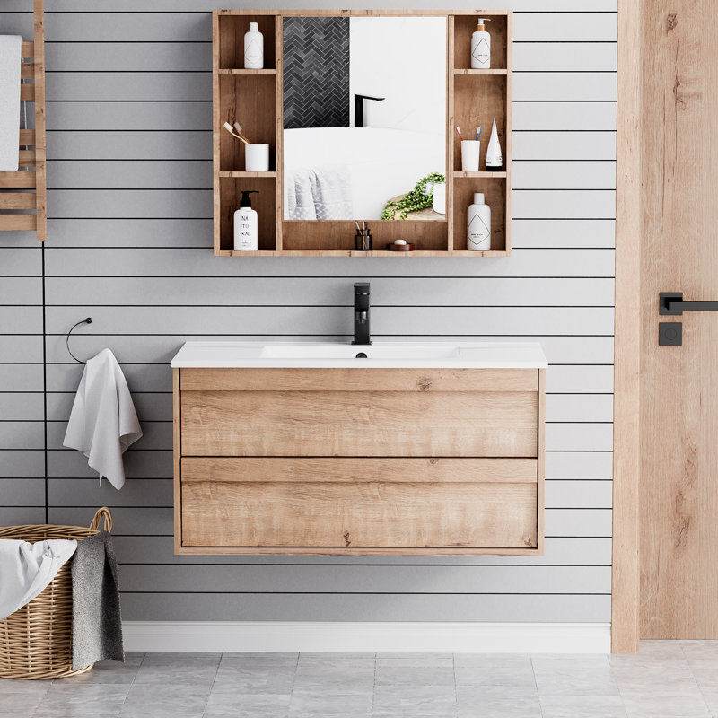 Base de meuble-lavabo flottant mural 36 po, lavabo non inclus