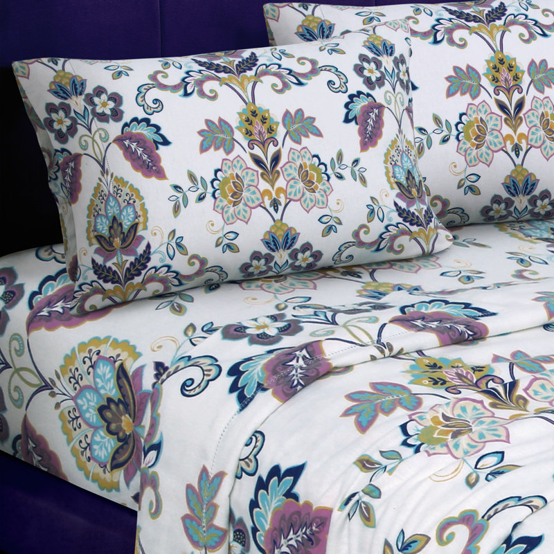 Flannel Floral Sheet Set, Extra-Long Twin