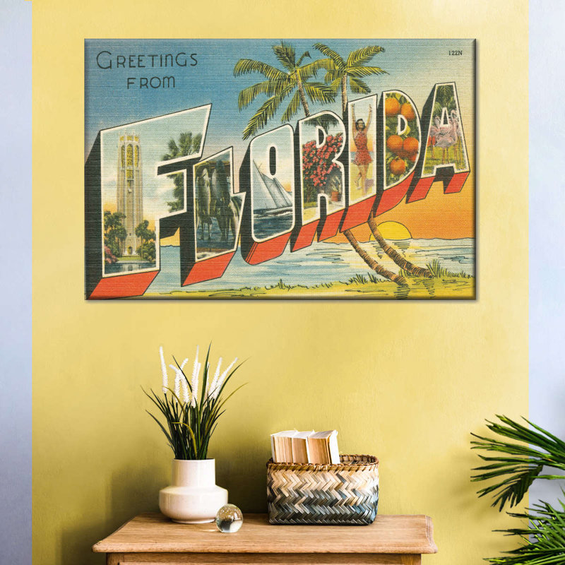 «Greetings From Florida», reproduction sur toile, H 51 po x l 34 po x P 1,25 po