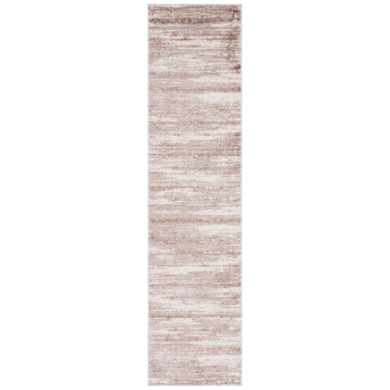 Tapis brun / ivoire Harshman, Tapis de couloir 2 pi 2 po x 9 pi