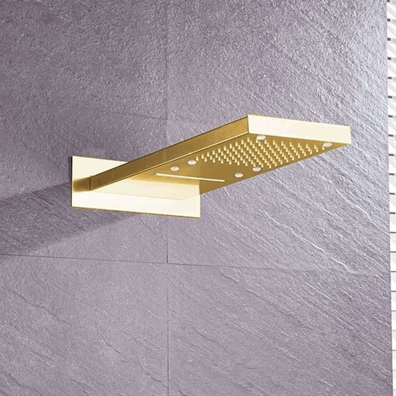 Reno LED Color Changing Gold Plate Two Ways Soild Brass Wall Mount Shower Head