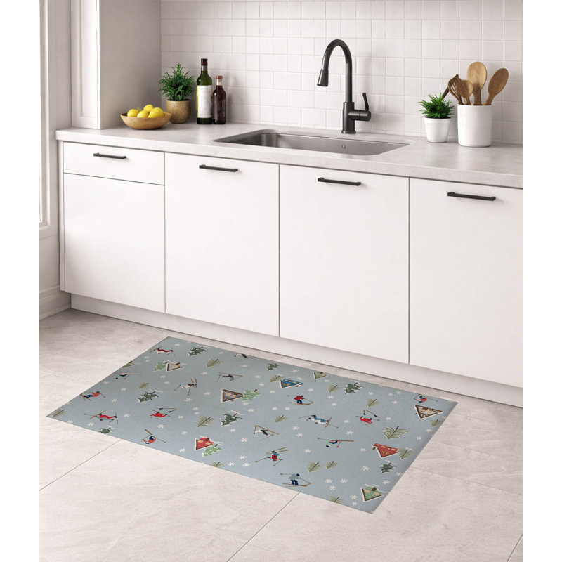 Tapis de cuisine Downhill, Bleu, Rectangle 5 pi x 7 pi