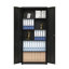 Armoire de rangement haute avec 2 portes et 4 cloisons pour séparer 5 espaces de rangement, conception maison / bureau-2032581901