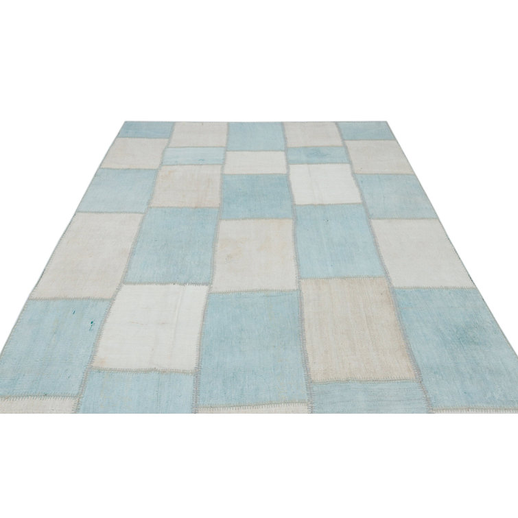 Ebern Designs Orfelinda Blue Patchwork Wool Handmade Area Rug | Wayfair ...