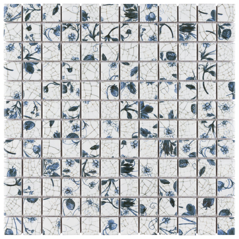 Strawberry Fields 11-5/8" x 11-5/8" Porcelain Mosaic Floor and Wall Tile