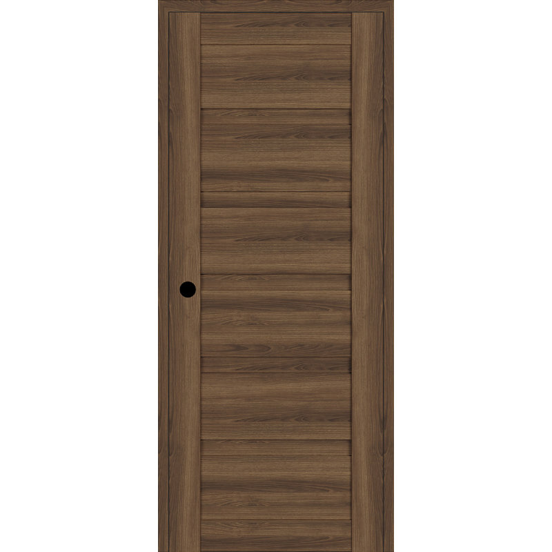 Porte intérieure pré-suspendue en bois manufacturé lambrissé Louver DIY-FRIENDLY, Pacane, 27,75 po x 79,37 po, Droite