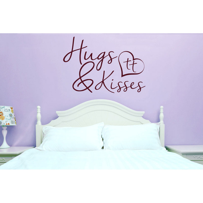 Hugs and Kisses Wall Sticker, Large, Burgundy