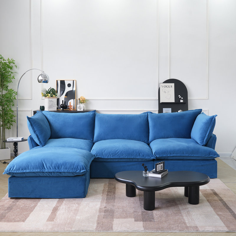 Canapé modulaire en velours Sky, Bleu