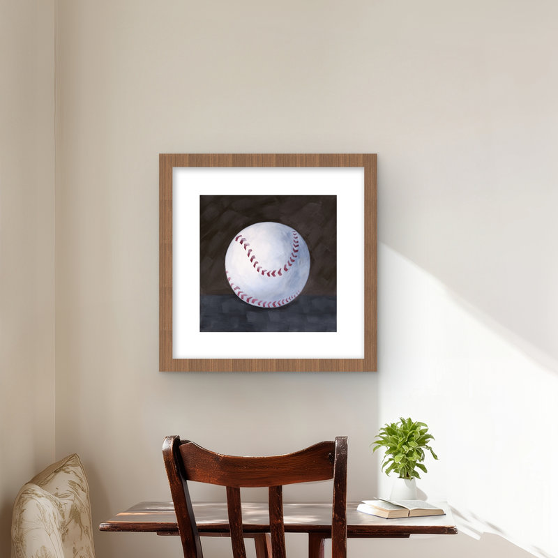 Baseball ball, impression matte encadrée | Sports Home Decor