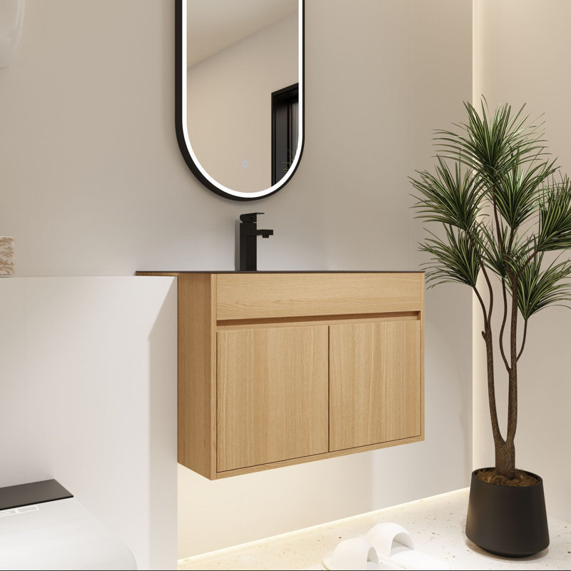 Meuble-lavabo mural 28 po avec lavabo en acier inoxydable