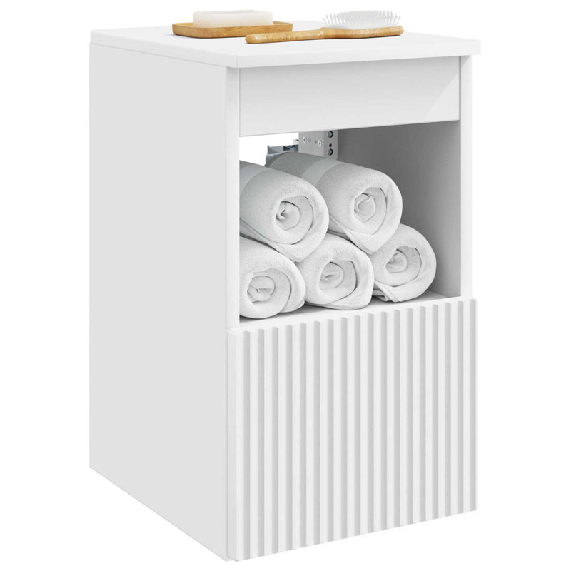 Engineered Wood Bathroom Cabinet, 50cm H x 30cm W x 35cm D, White