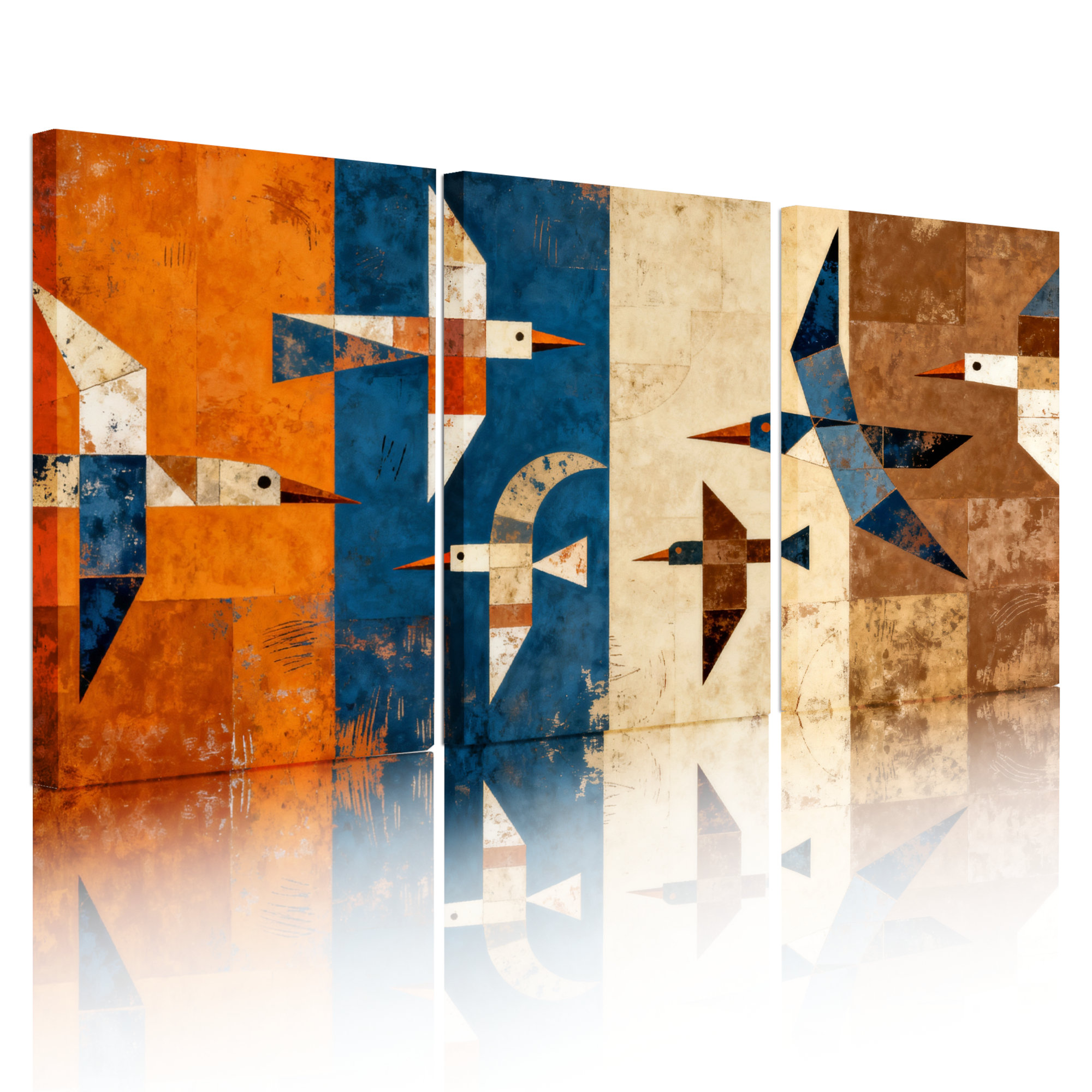 Dakota Fields Geometric Birds Abstract Canvas Wrapped Wall Art, Oil ...