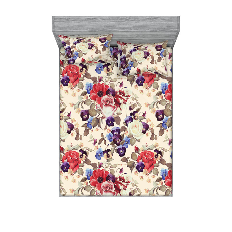 Drap-housse et taies décoratives 3 pièces Ambesonne, Ensemble de draps pour grand lit avec 2 taies d'or
