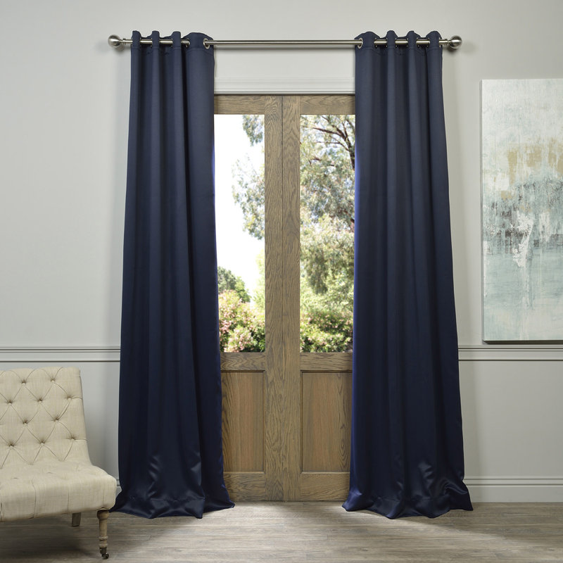 Room Darkening Grommet Single Curtain Panel, 50" W x 120" L, Navy Blue