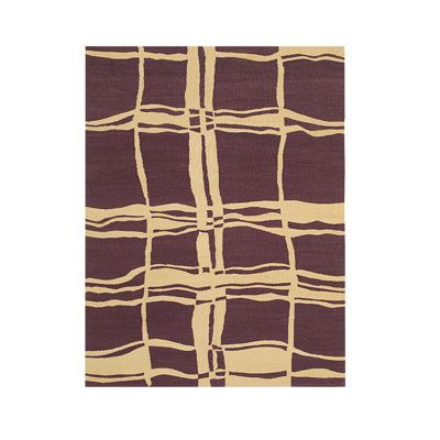 Modern & Stylish Flinn Hand-Knotted Soft Cotton Wool Oriental Beige Purple Rectangle Area Rug