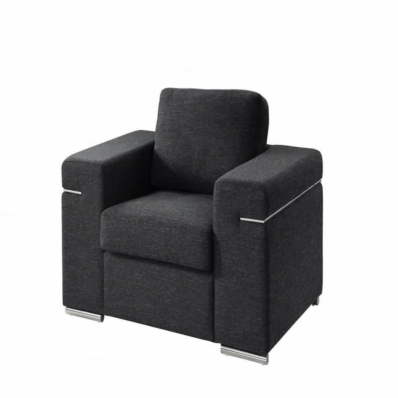 Fauteuil rembourré en tissu noir Linen