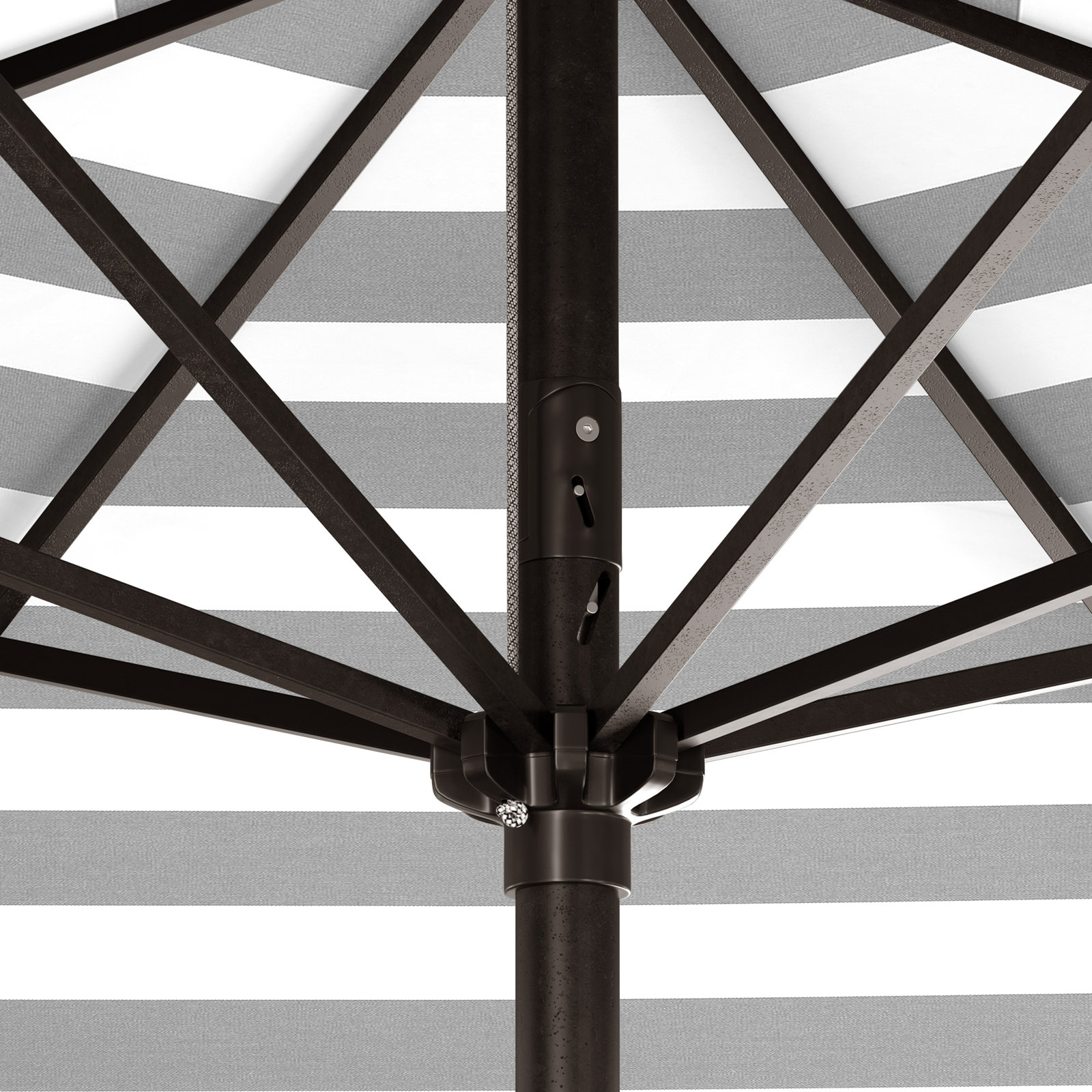 Stevie 108'' Outdoor Umbrella, Gray White Cabana Stripe