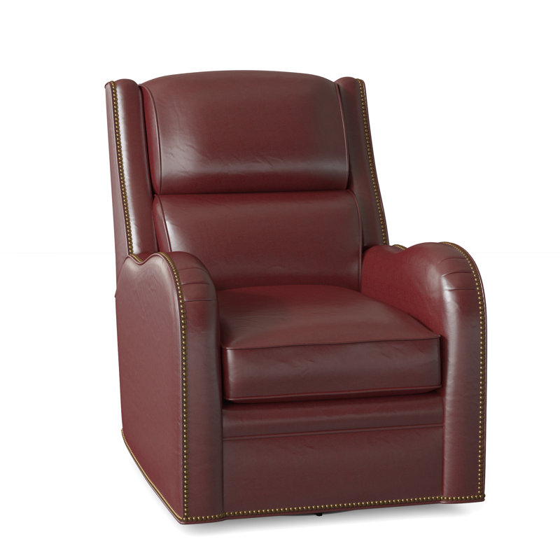 Stellan Recliner, Outsider Raven Genuine Leather, #9 French Natural, Swivel Glider with Manual Recline & Inside Release