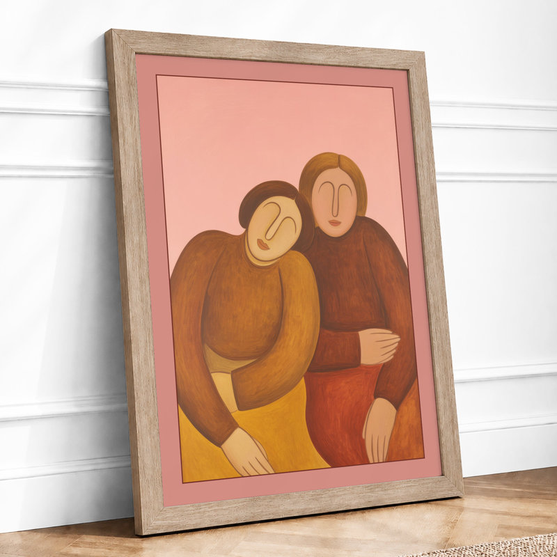 Figures in Conversation Modern - Framed Print, A1 - 84.1 x 59.4 cm, Oak