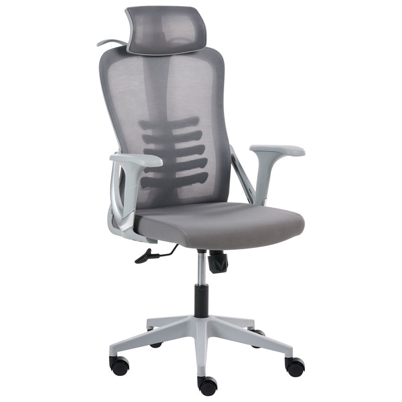 Brayden Studio Office Chair with Headrest, Grey, Grey