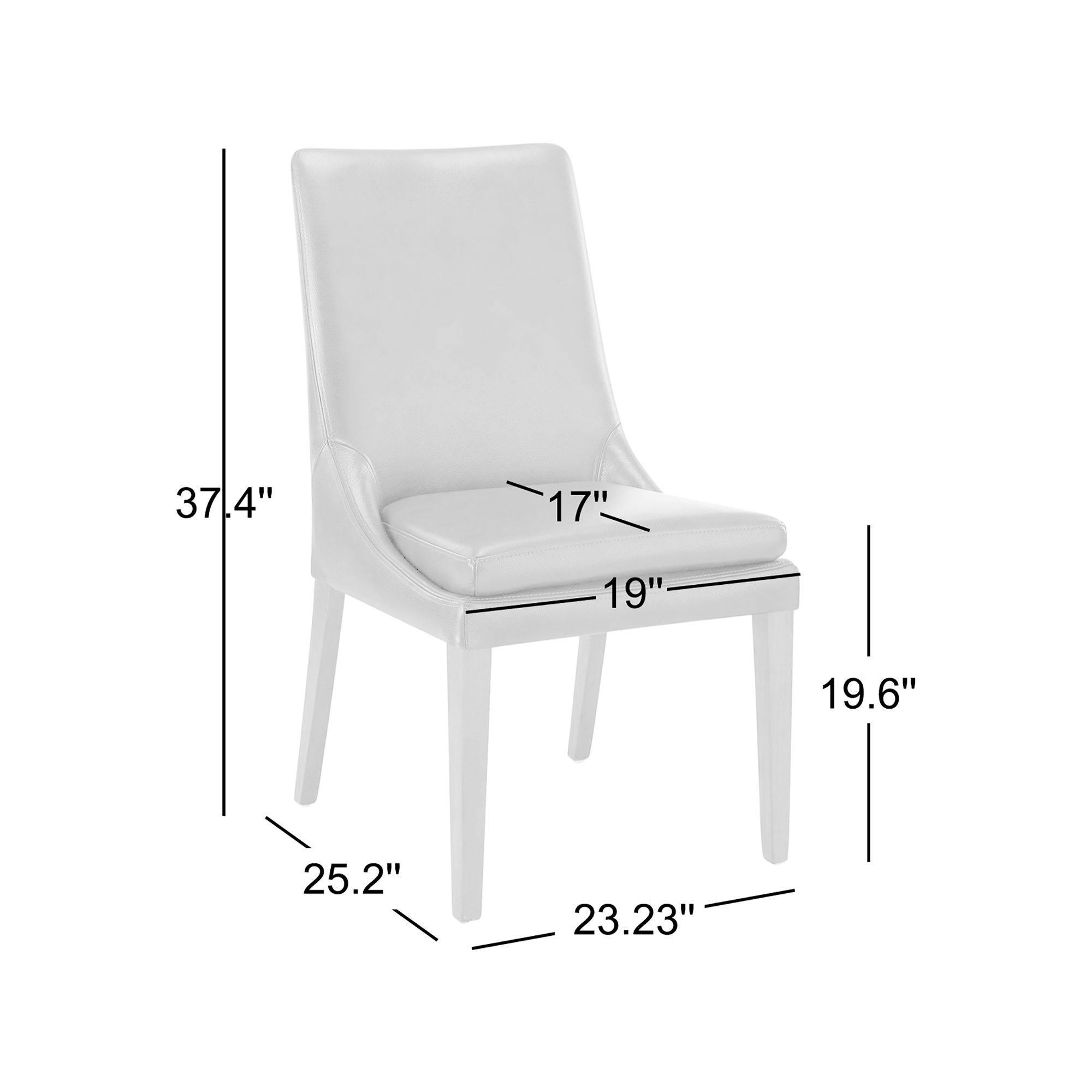 Niara Leather Upholstered Side Chair, White Genuine Leather